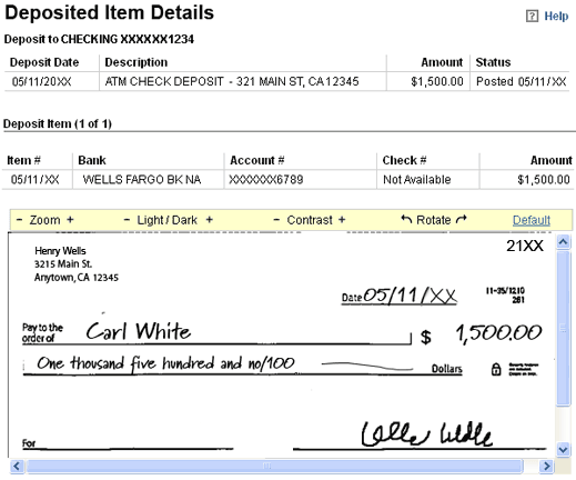 bank check receipt