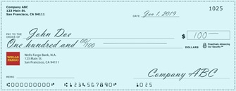 wells fargo check printing template