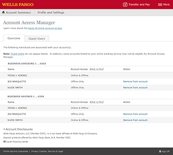 Account Access Management – Wells Fargo Business Online ...